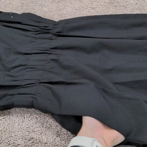 Theory black Wool blend elastic ruched waistband hidden pocket Ivon Dress Sz 2 - Picture 6 of 12